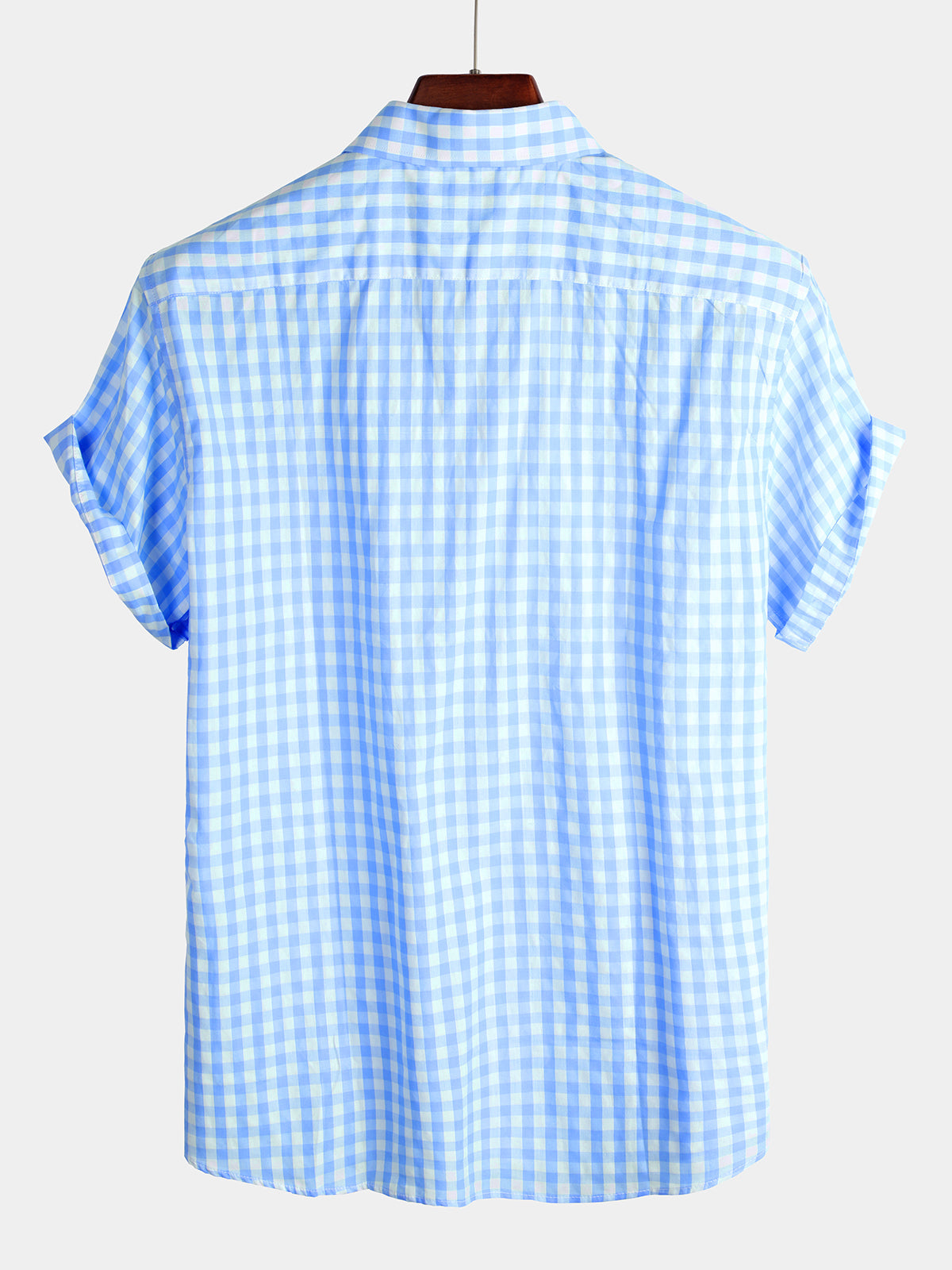Men's Casual Solid Color Plaid Cotton Pocket Shirt
