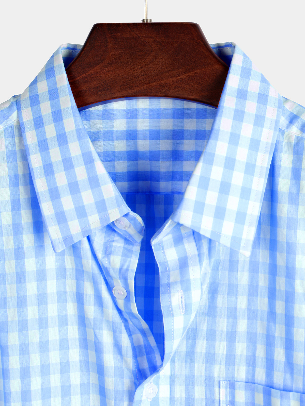 Men's Casual Solid Color Plaid Cotton Pocket Shirt