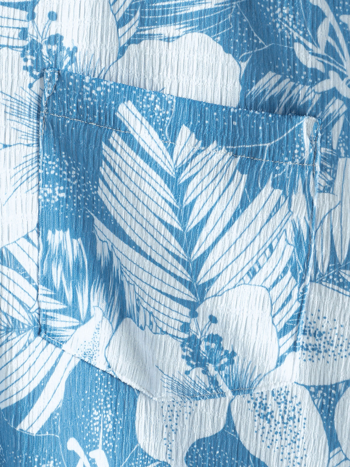 Men’s Blue Tropical Print Summer Beach Short Sleeve Shirt