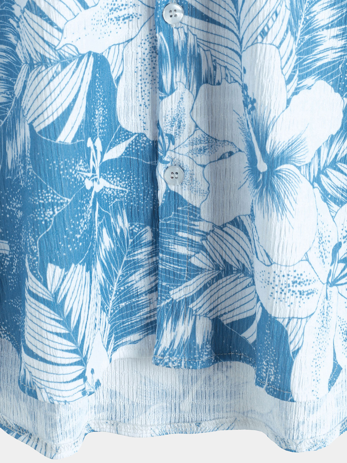 Men’s Blue Tropical Print Summer Beach Short Sleeve Shirt
