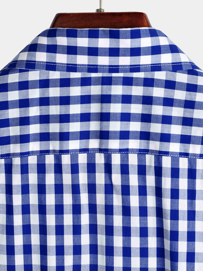 Men's Casual Solid Color Plaid Cotton Pocket Shirt