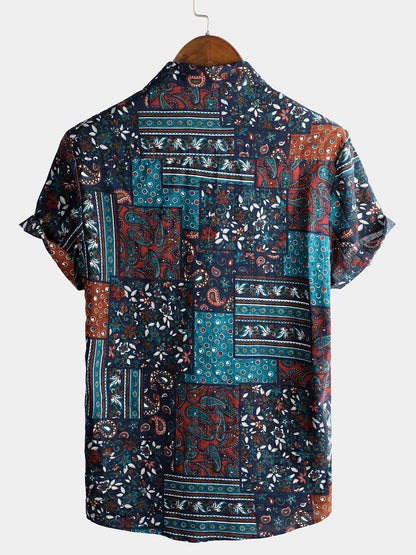 Men's Vintage Cotton Casual Short Sleeve Shirt