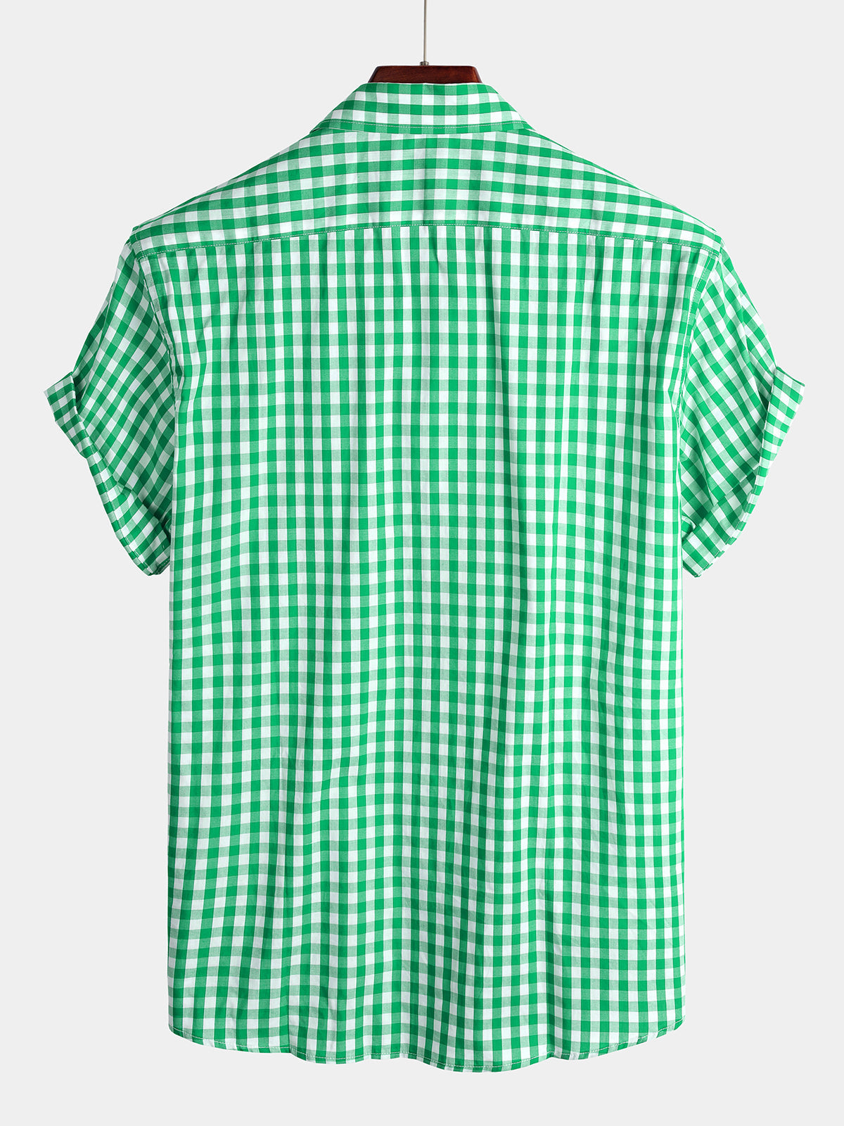Men's Casual Solid Color Plaid Cotton Pocket Shirt