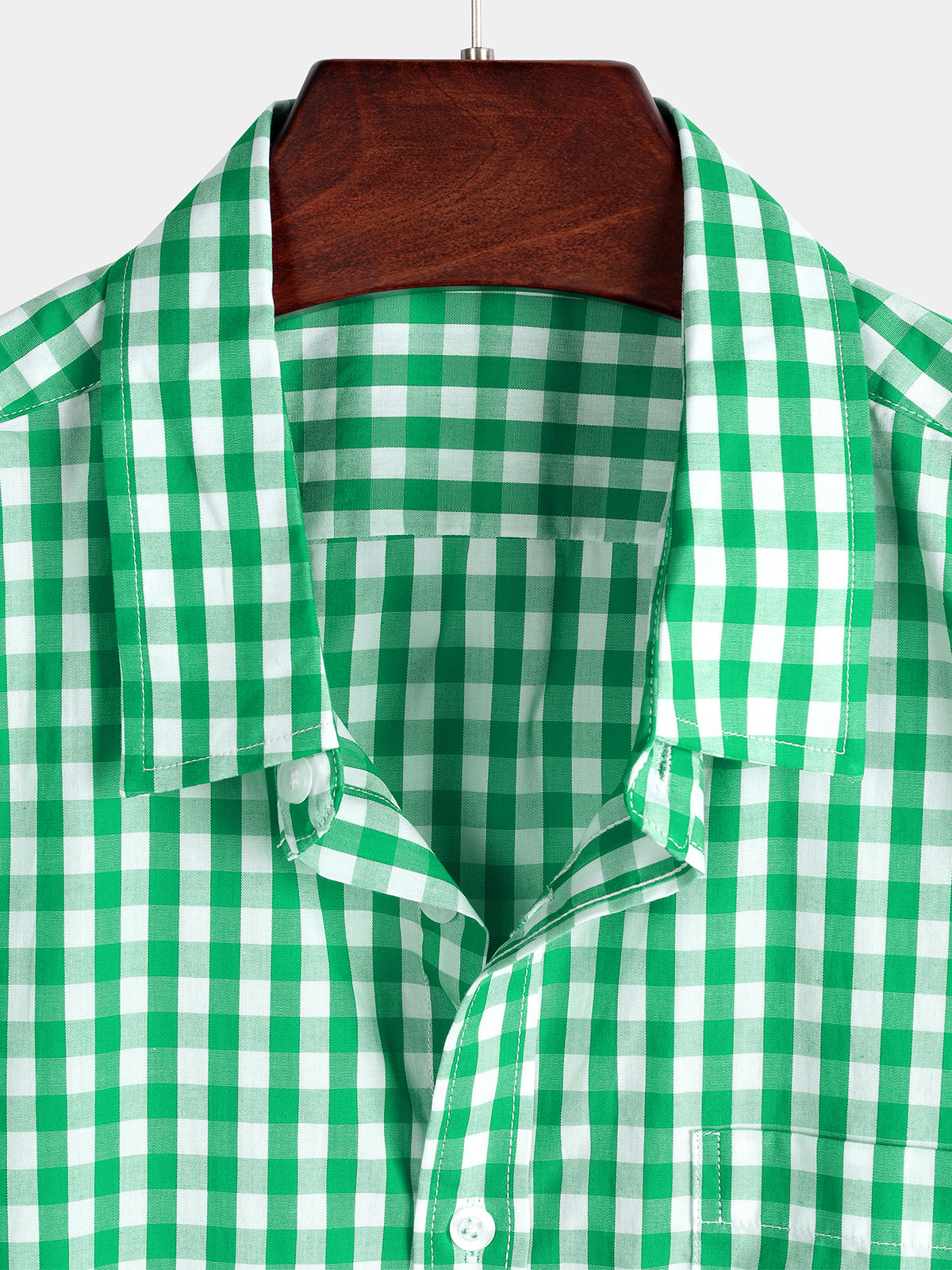 Men's Casual Solid Color Plaid Cotton Pocket Shirt