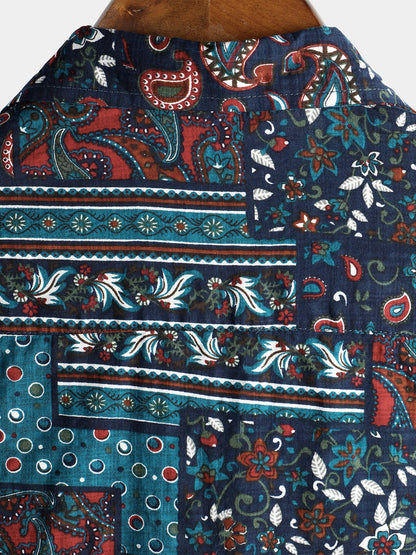 Men's Vintage Cotton Casual Short Sleeve Shirt