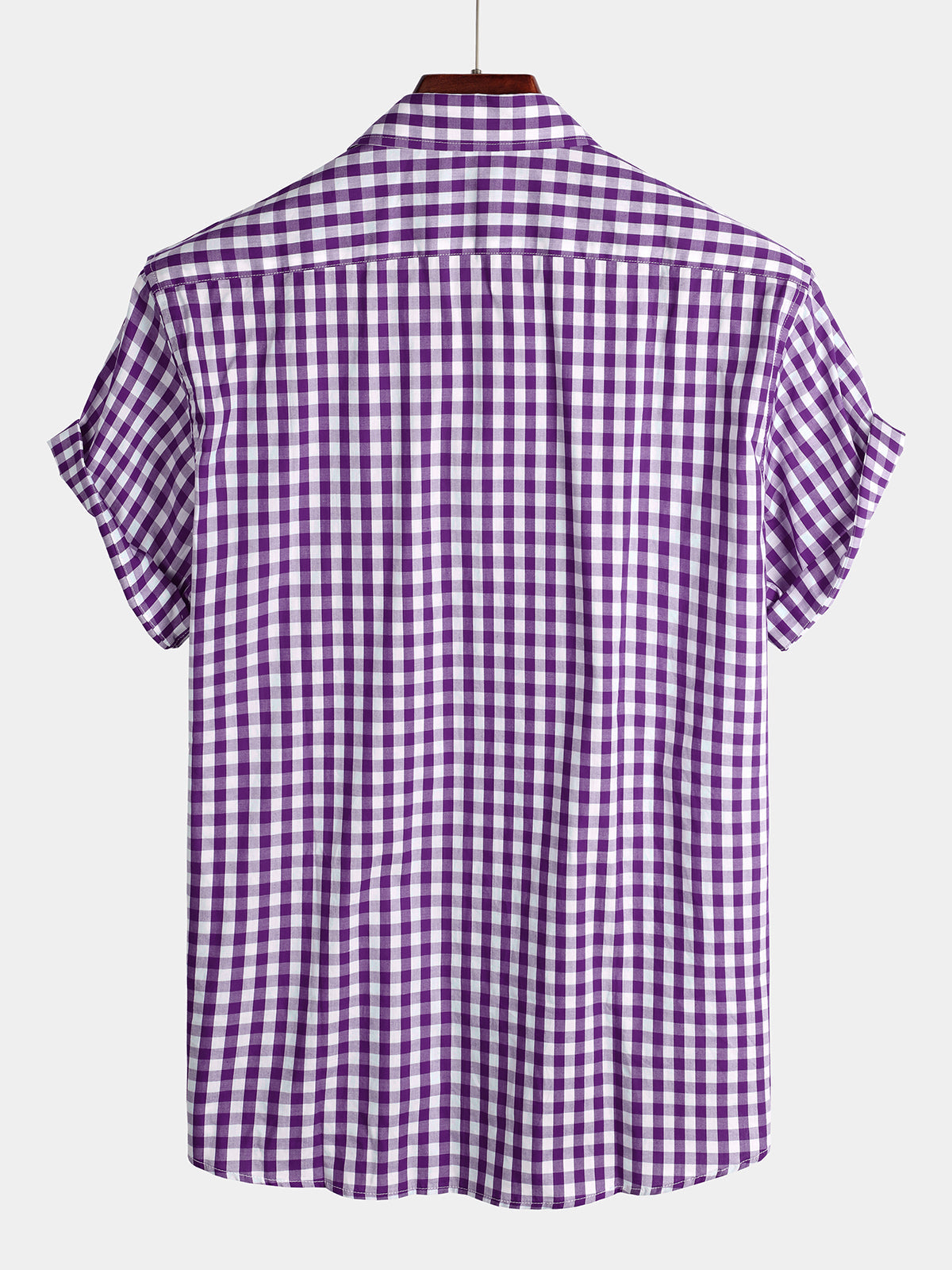 Men's Casual Solid Color Plaid Cotton Pocket Shirt