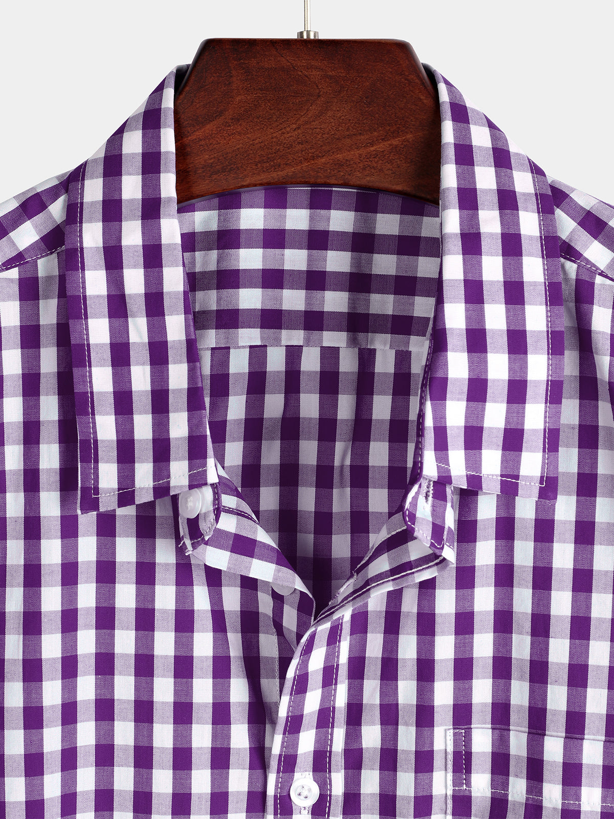 Men's Casual Solid Color Plaid Cotton Pocket Shirt
