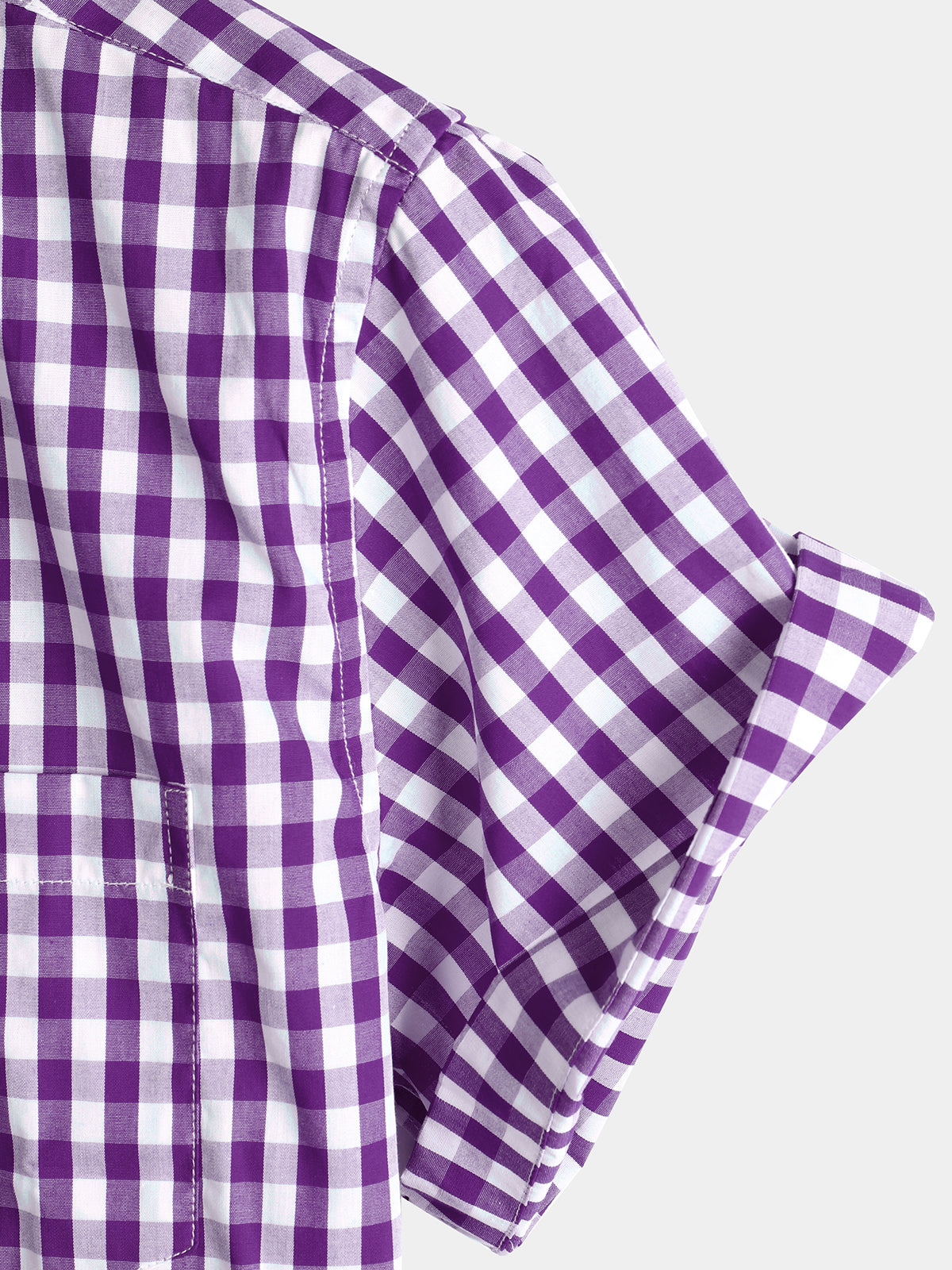 Men's Casual Solid Color Plaid Cotton Pocket Shirt