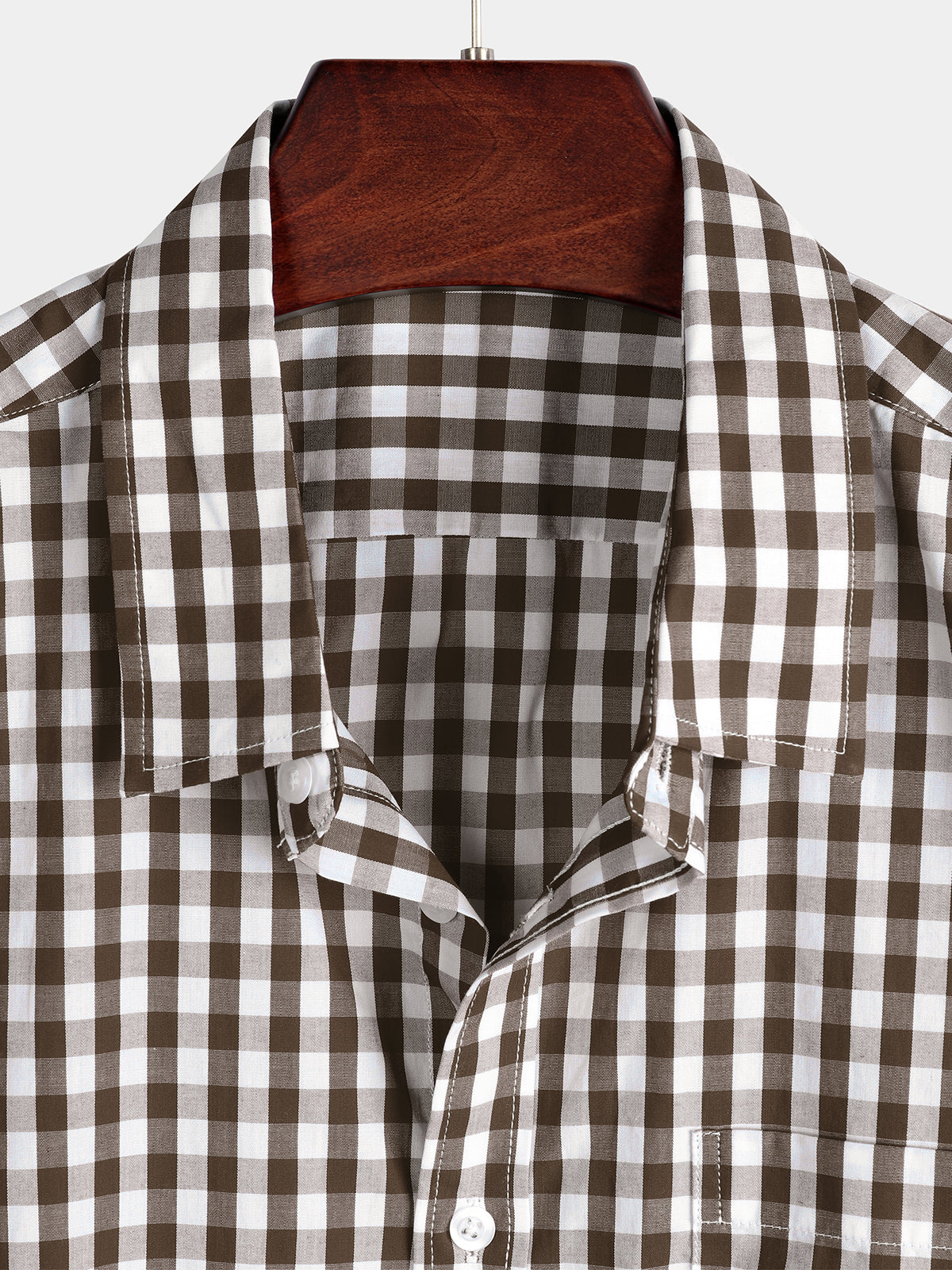 Men's Casual Solid Color Plaid Cotton Pocket Shirt