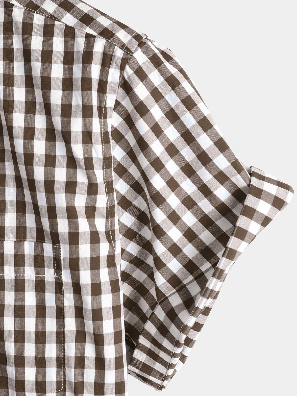 Men's Casual Solid Color Plaid Cotton Pocket Shirt