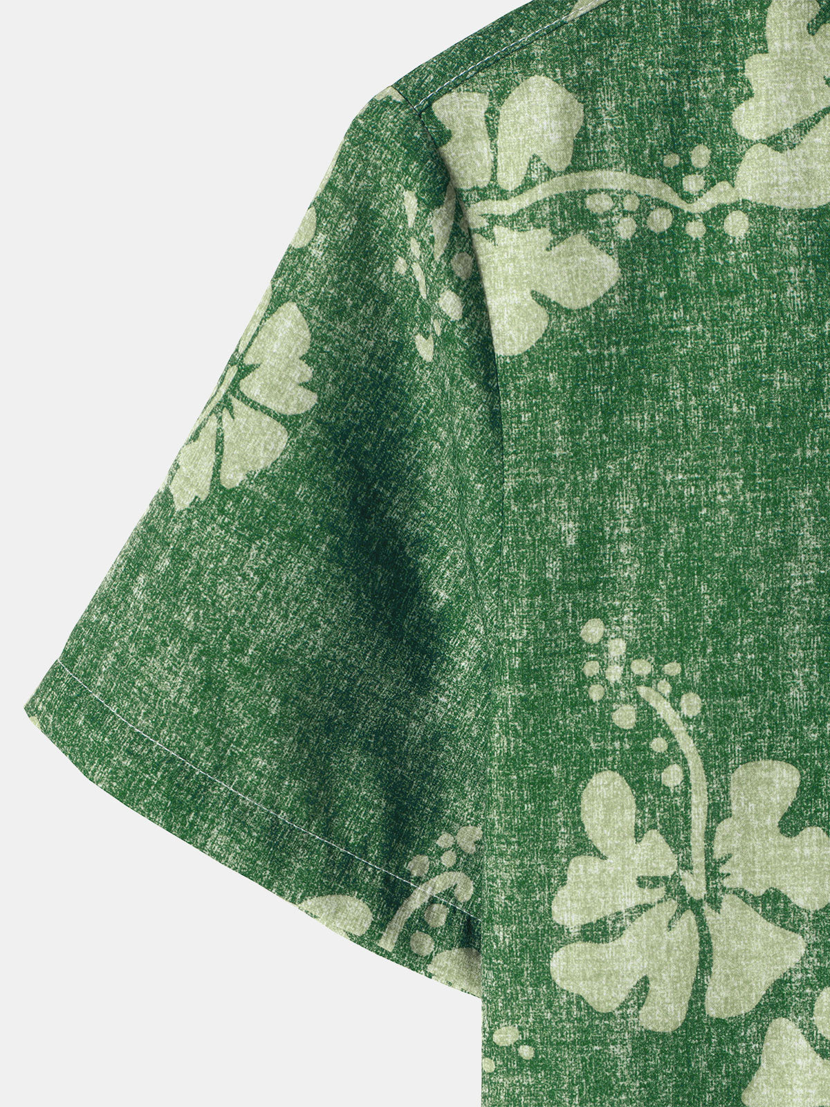 Men's Floral Hawaiian Pocket Green Button Up Short Sleeve Shirt