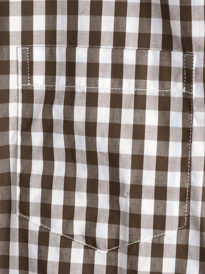 Men's Casual Solid Color Plaid Cotton Pocket Shirt
