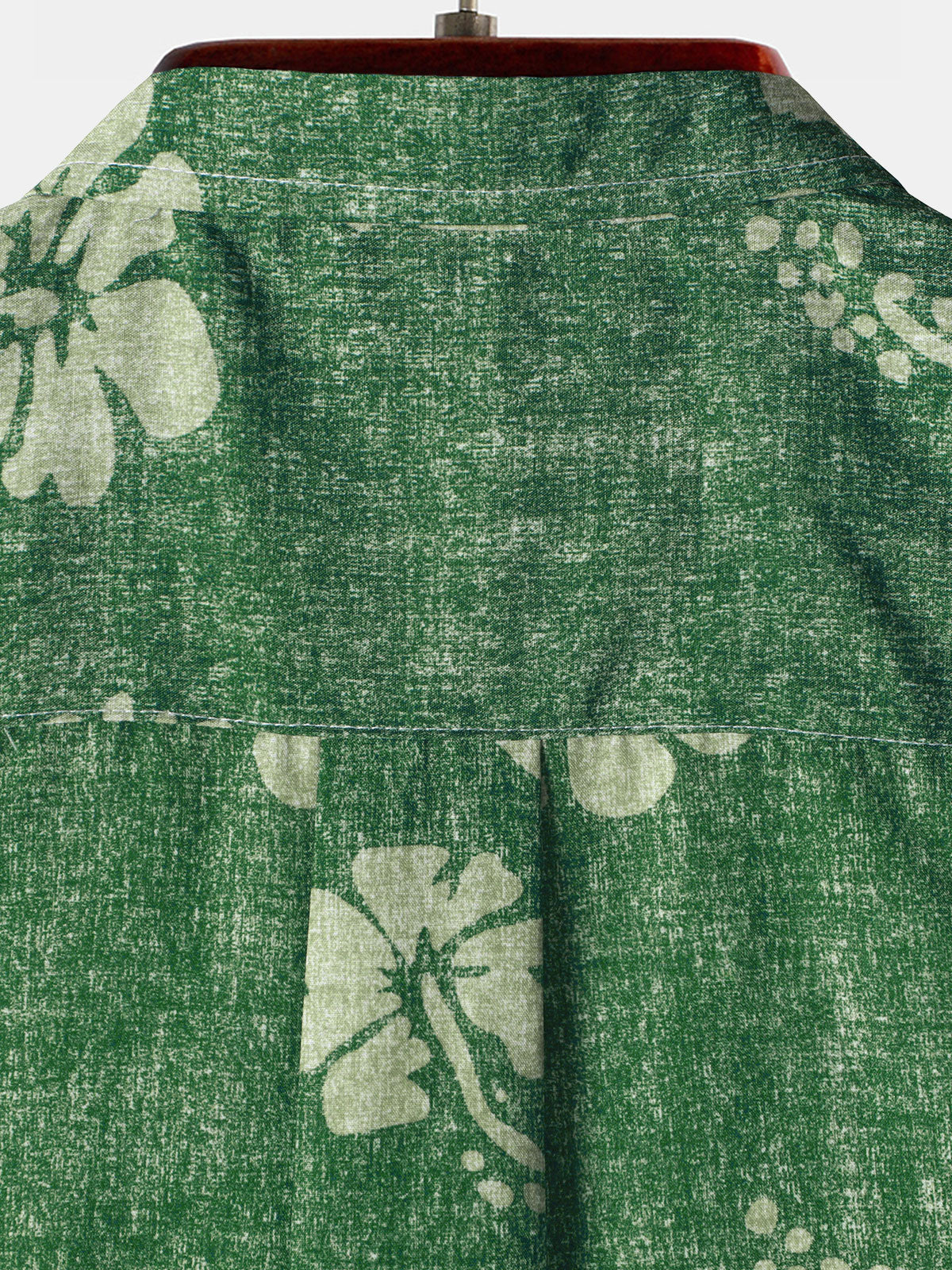 Men's Floral Hawaiian Pocket Green Button Up Short Sleeve Shirt
