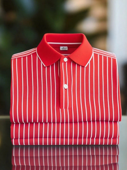 Men's Classic Business Logo Button Short Sleeve Polo Shirt