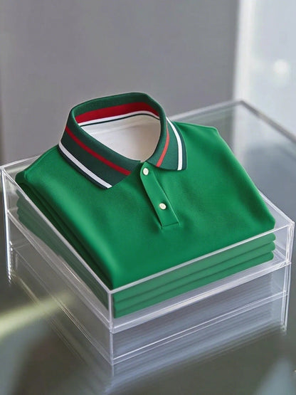 Men's Business Logo Button-Down Short Sleeve Polo Shirt