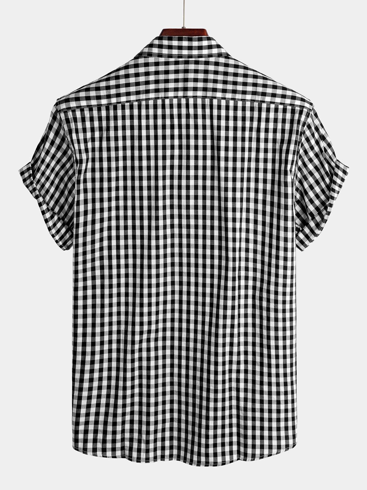 Men's Casual Solid Color Plaid Cotton Pocket Shirt