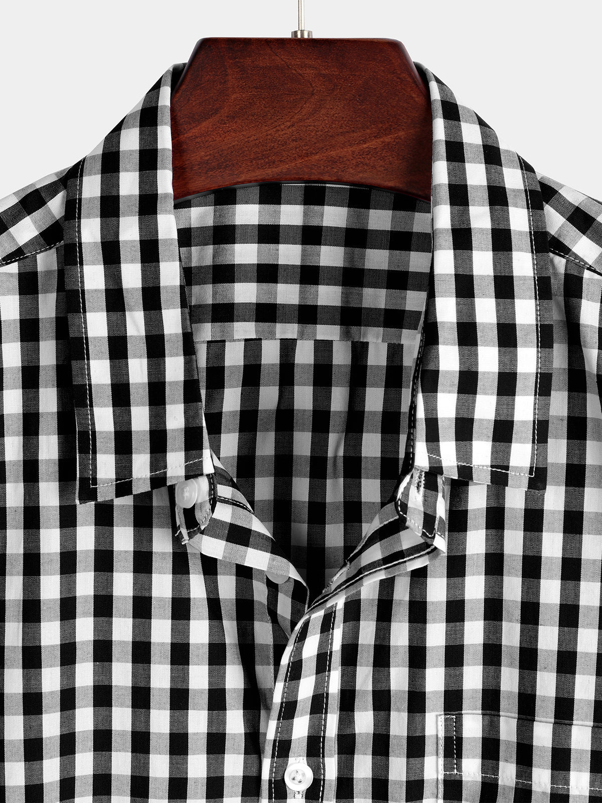 Men's Casual Solid Color Plaid Cotton Pocket Shirt