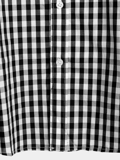 Men's Casual Solid Color Plaid Cotton Pocket Shirt
