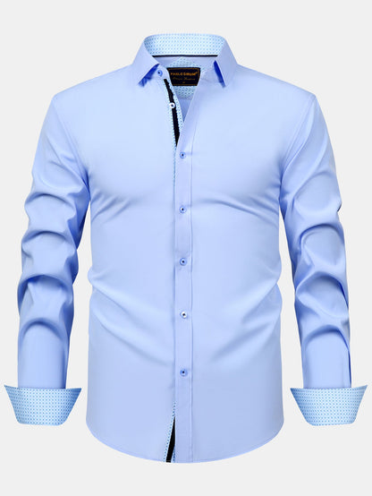 Long Sleeve Contrast Button Up Dress Shirt