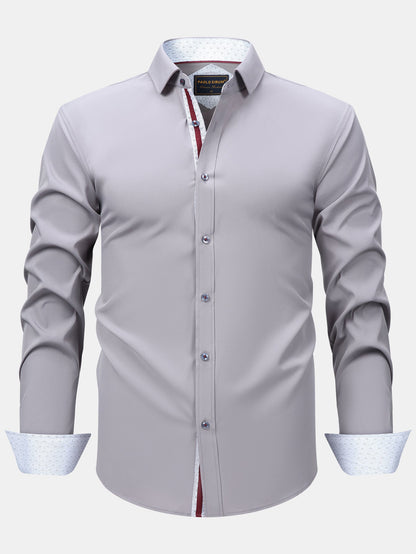 Long Sleeve Contrast Button Up Dress Shirt