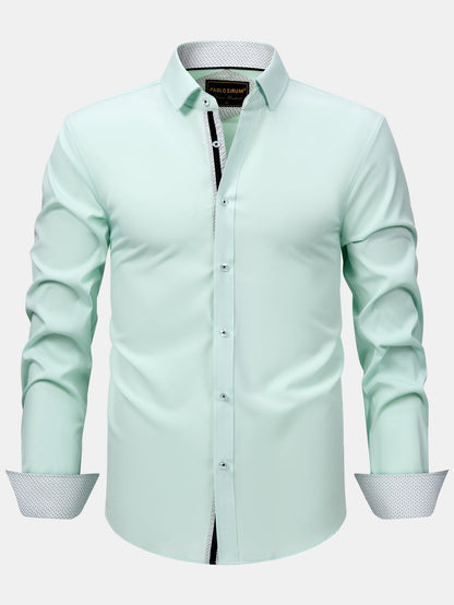 Long Sleeve Contrast Button Up Dress Shirt