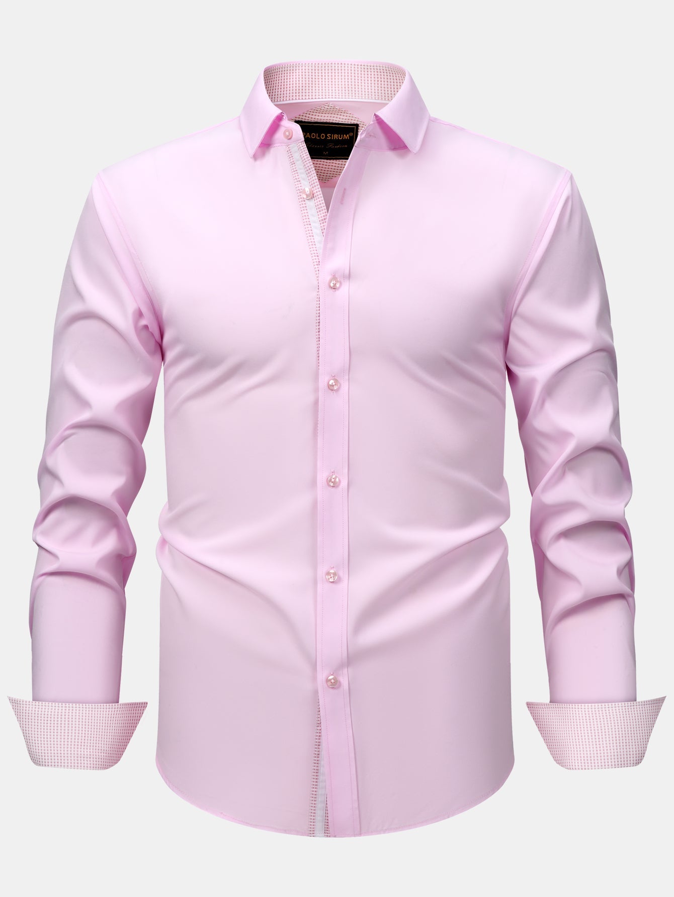 Long Sleeve Contrast Button Up Dress Shirt