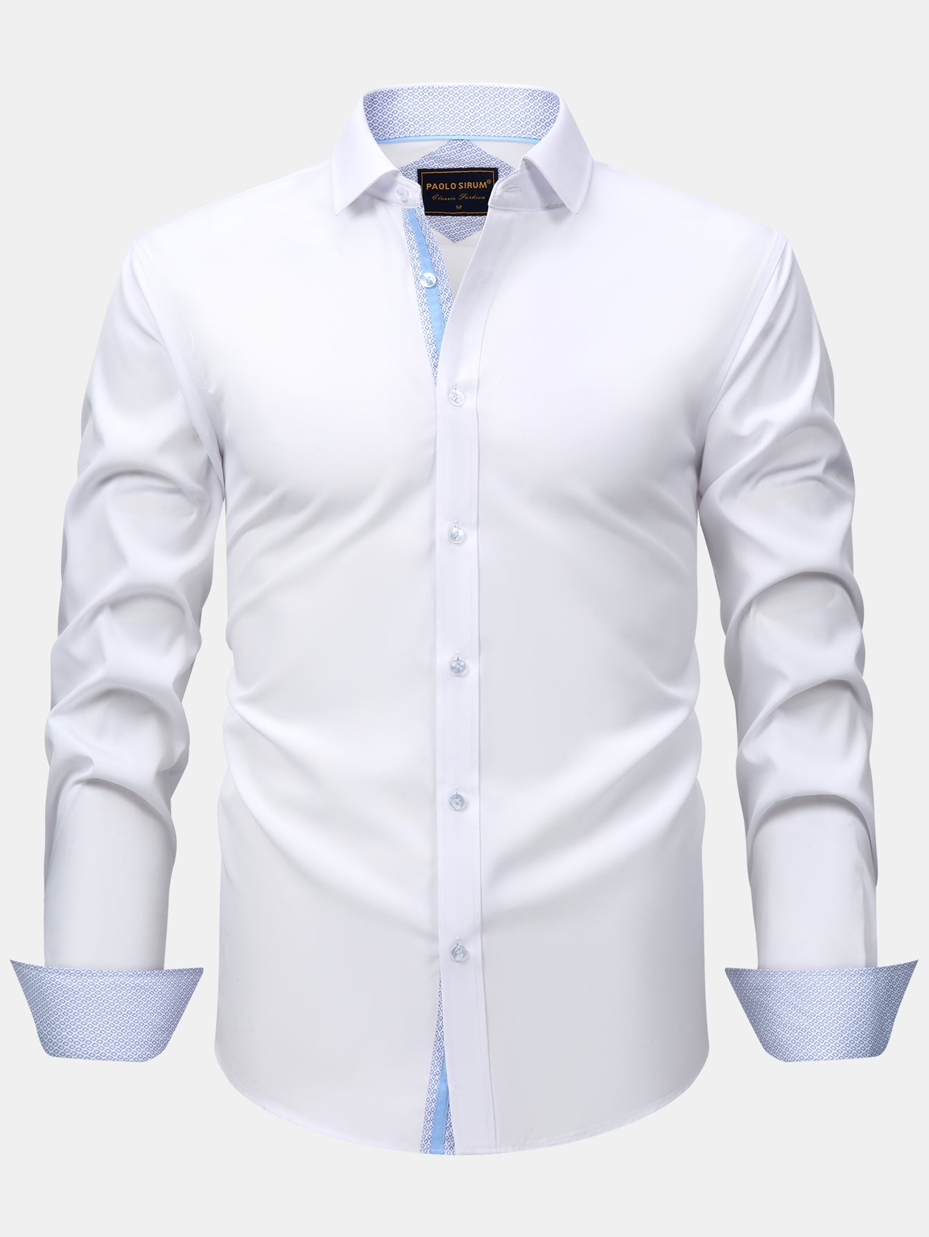 Long Sleeve Contrast Button Up Dress Shirt
