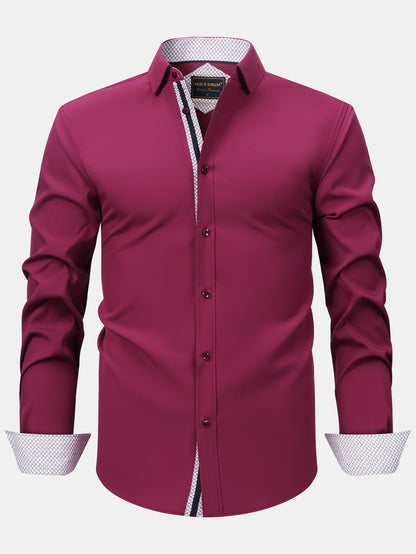 Long Sleeve Contrast Button Up Dress Shirt