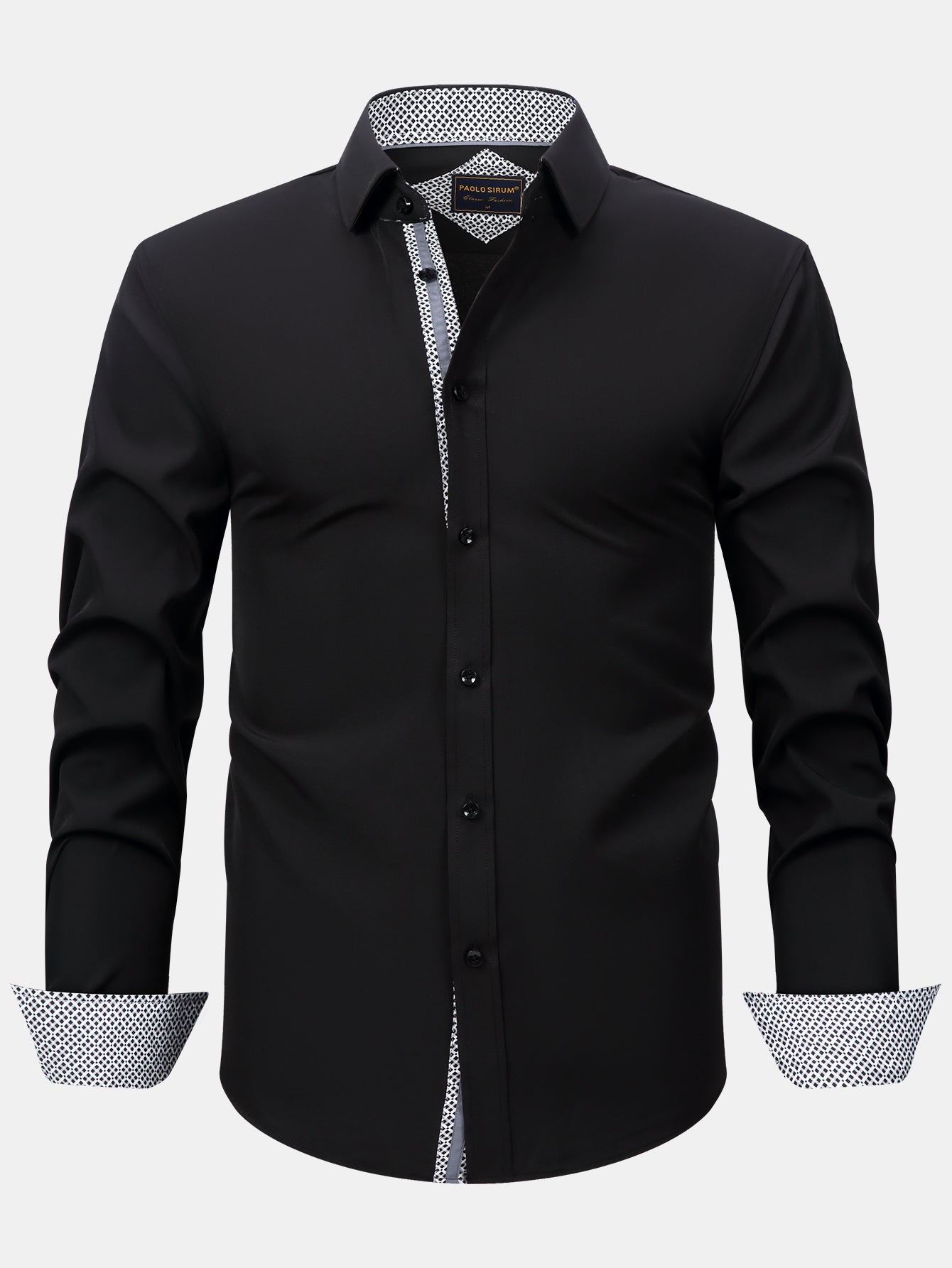 Long Sleeve Contrast Button Up Dress Shirt