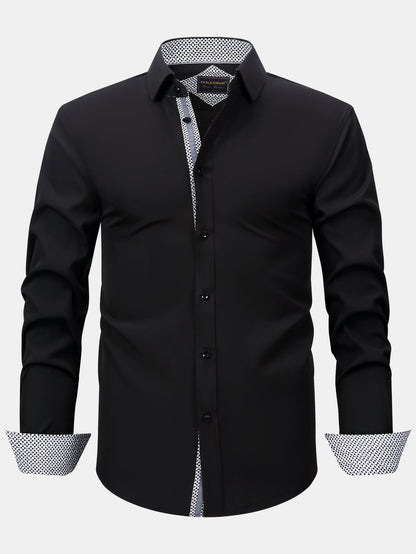 Long Sleeve Contrast Button Up Dress Shirt
