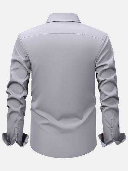 Long Sleeve Contrast Button Up Dress Shirt