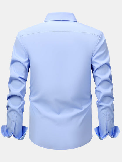Long Sleeve Contrast Button Up Dress Shirt