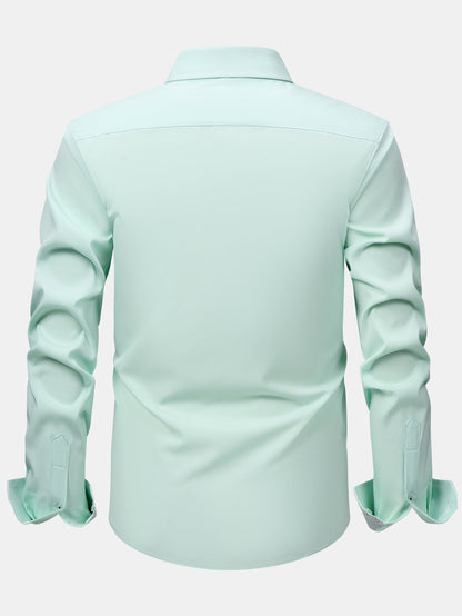 Long Sleeve Contrast Button Up Dress Shirt