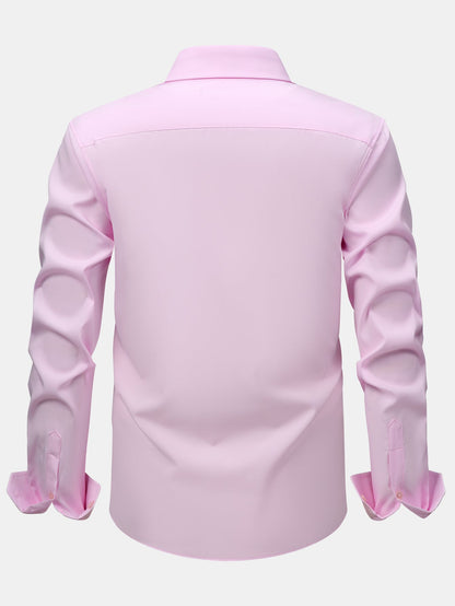 Long Sleeve Contrast Button Up Dress Shirt