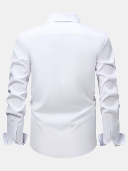 Long Sleeve Contrast Button Up Dress Shirt