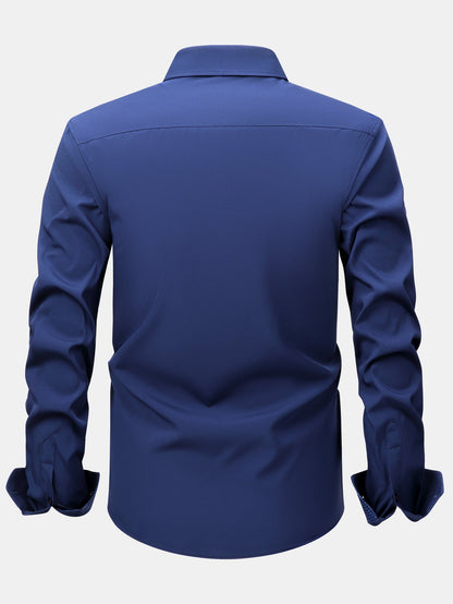 Long Sleeve Contrast Button Up Dress Shirt