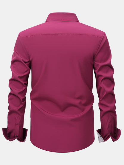 Long Sleeve Contrast Button Up Dress Shirt