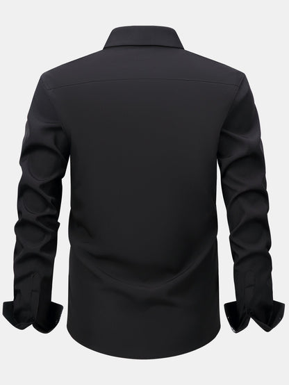 Long Sleeve Contrast Button Up Dress Shirt