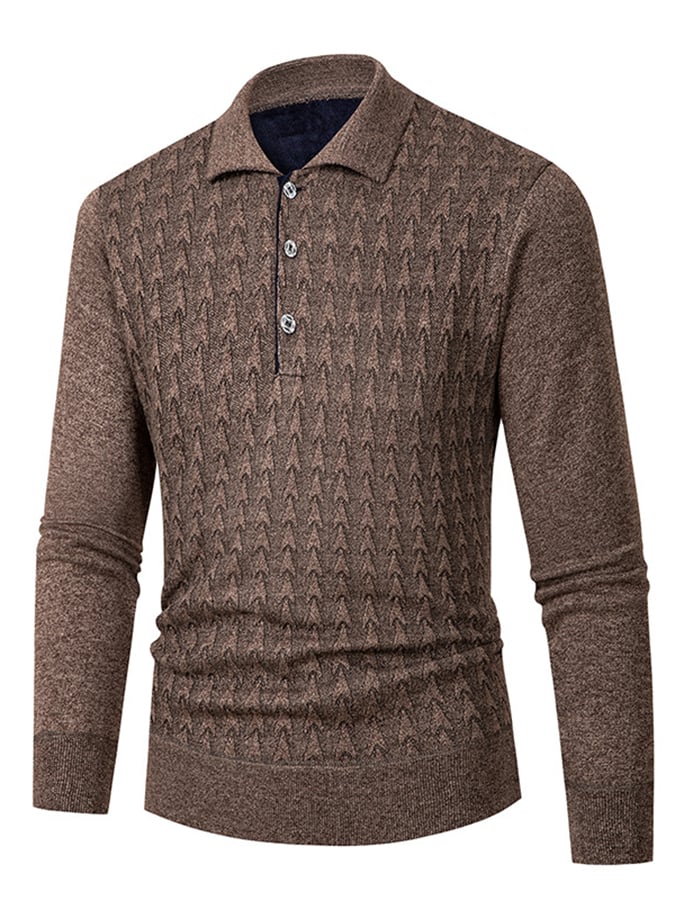 Men's Fashionable Textured Jacquard Design Pullover Long-Sleeved Sweater