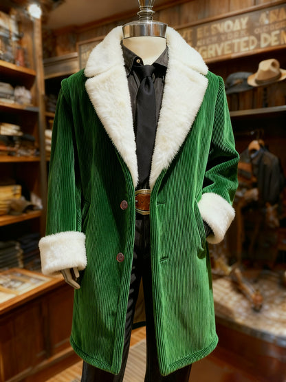 Men's Retro Corduroy Patchwork Cardigan with Fur Collar Comfort