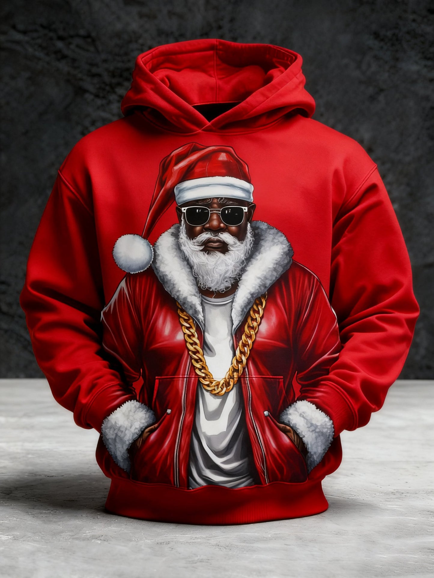 Men's African American Christmas Print Crew Neck Top