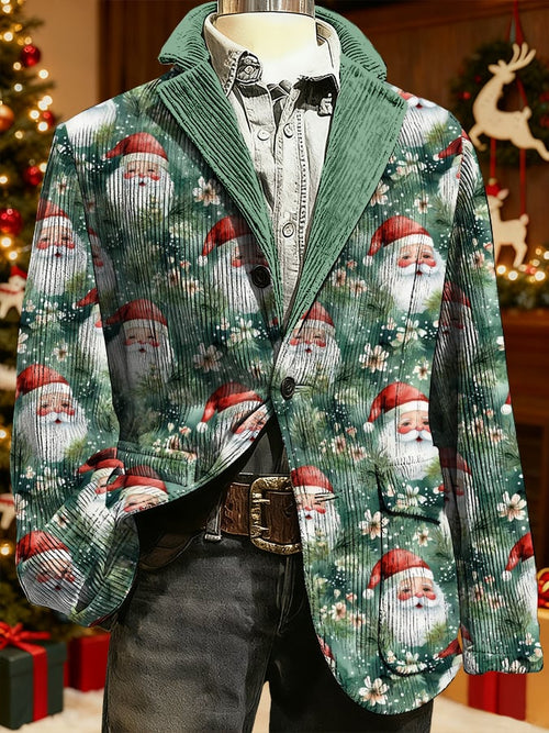 Men's Christmas Art Design Print Casual Coat