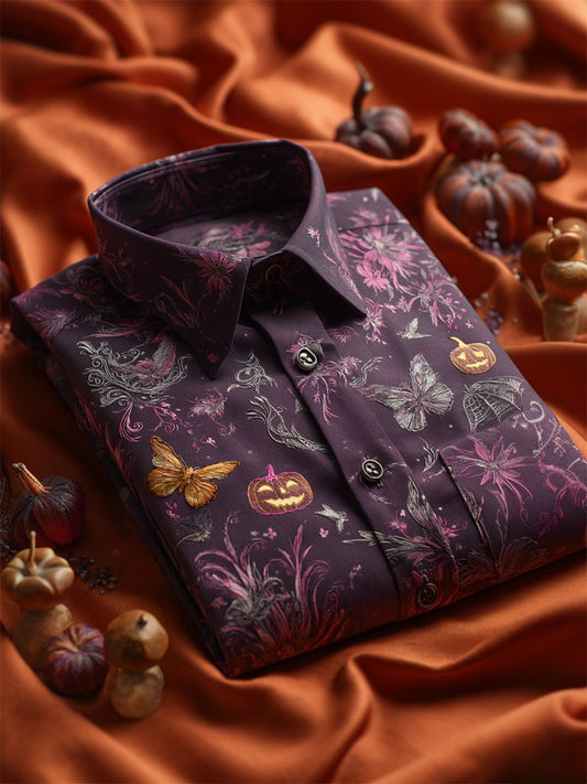 Men's Retro Casual Halloween Art Long Sleeve Shirt