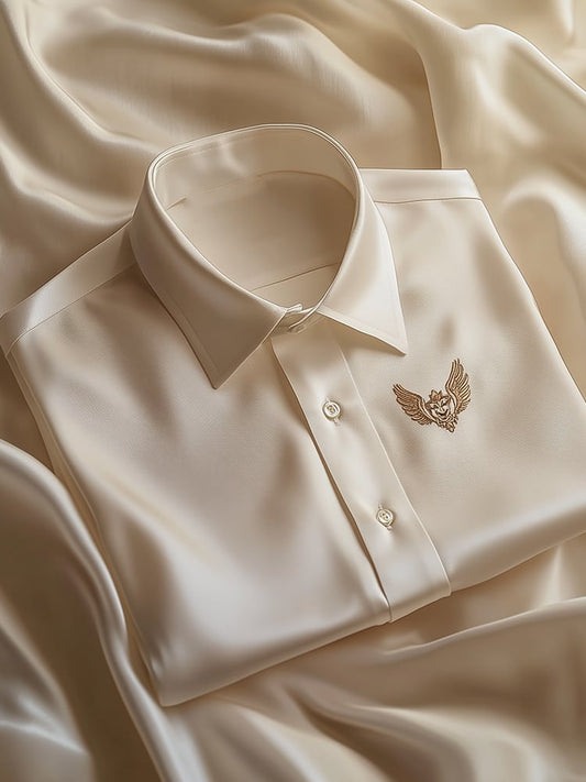 Men's Business Casual Logo Lapel Short Sleeve Shirt