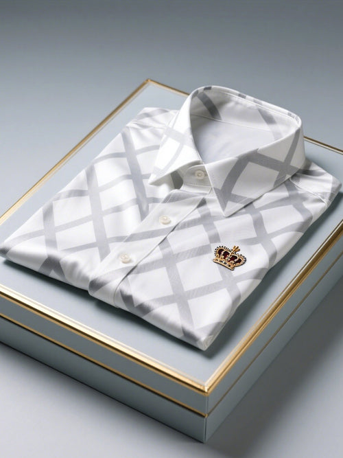 Men's Satin Luxury Business Striped Short Sleeve Button Shirt
