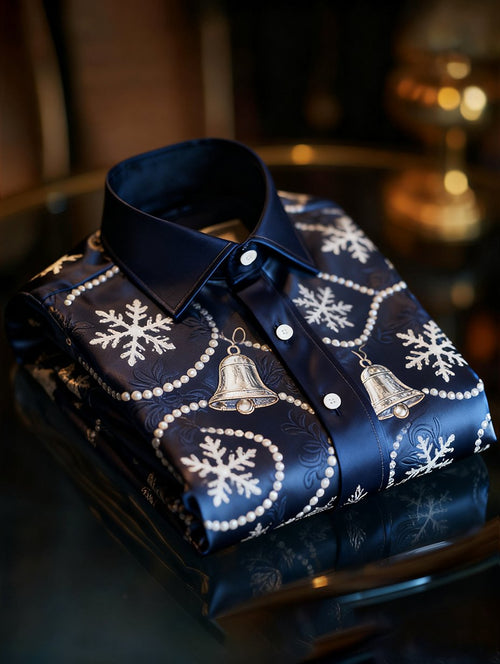 Men's Luxury Christmas Party Long Sleeve Button-Down Shirt