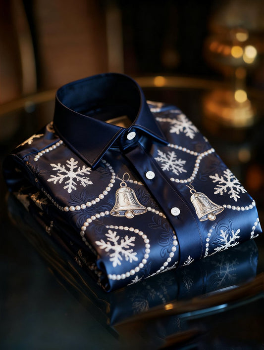 Men's Luxury Christmas Party Long Sleeve Button-Down Shirt