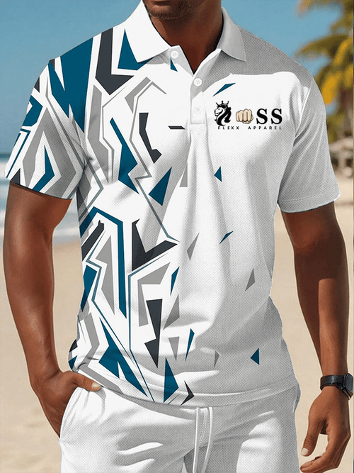Men's Retro Letter Design Printed Casual Comfortable And Breathable Polo Shirt