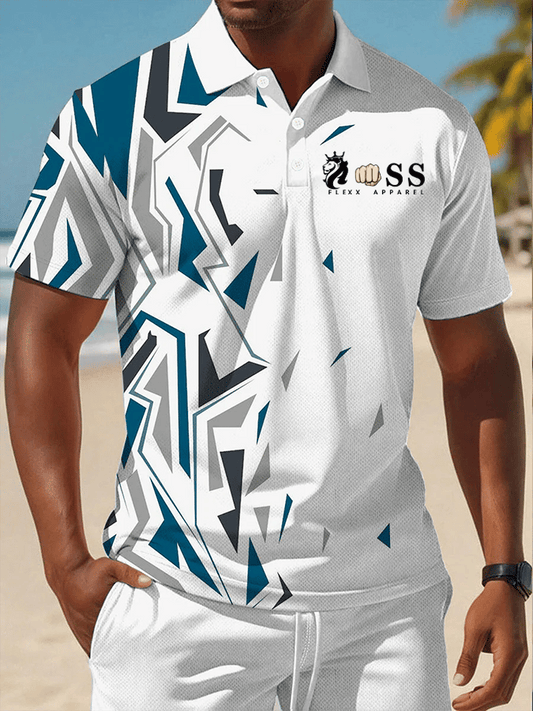 Men's Retro Letter Design Printed Casual Comfortable And Breathable Polo Shirt