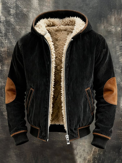 Men's Vintage Warm Corduroy Outdoor Hooded Jacket